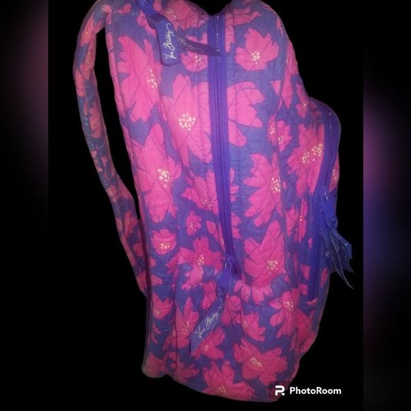 Vera Bradley💜Tropical Flower Design Pink and Purple Backpack - Picture 3 of 10
